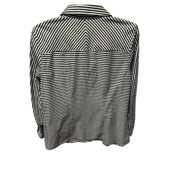 Chicos 1 Blouse Striped Black White Button Down Non Iron Shirt Career Top Preppy - Picture 3 of 9